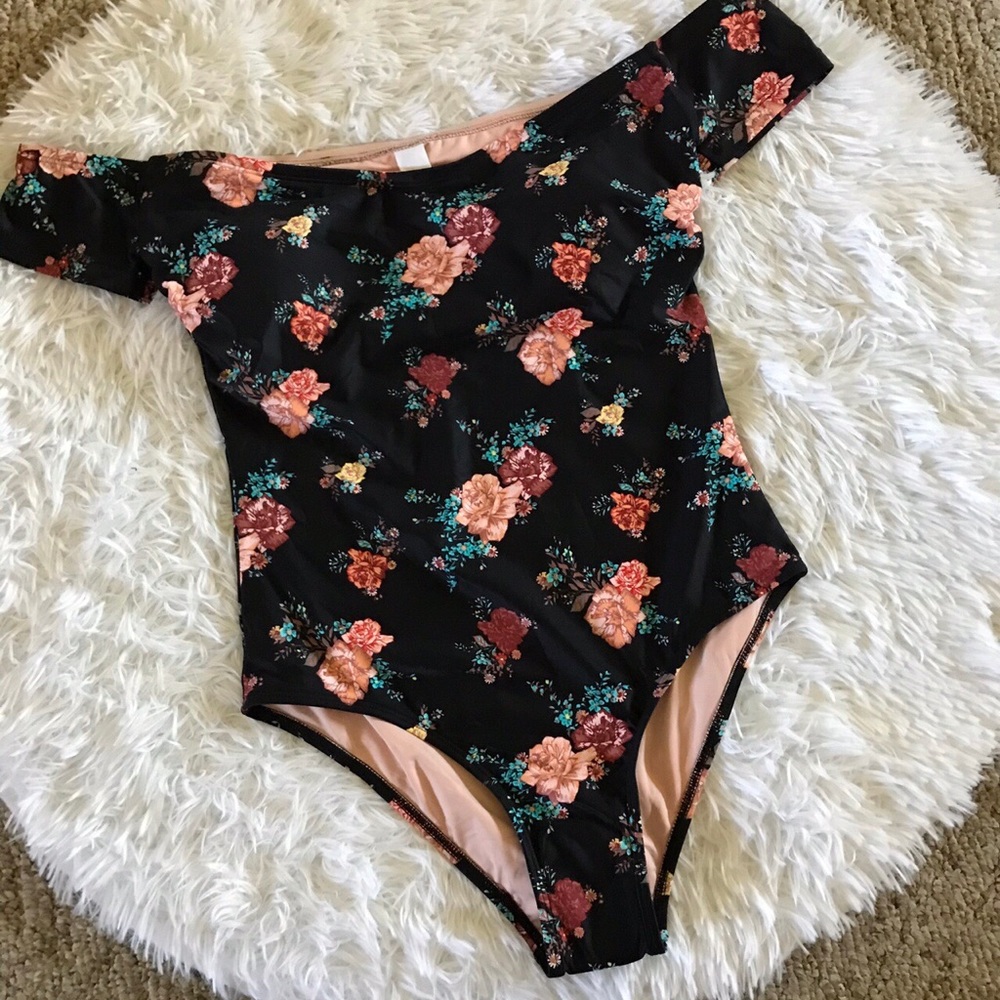 NEW Floral Off the Shoulder One Piece Swimsuit